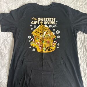 Vans Black Tee with Festive Gingerbread Design